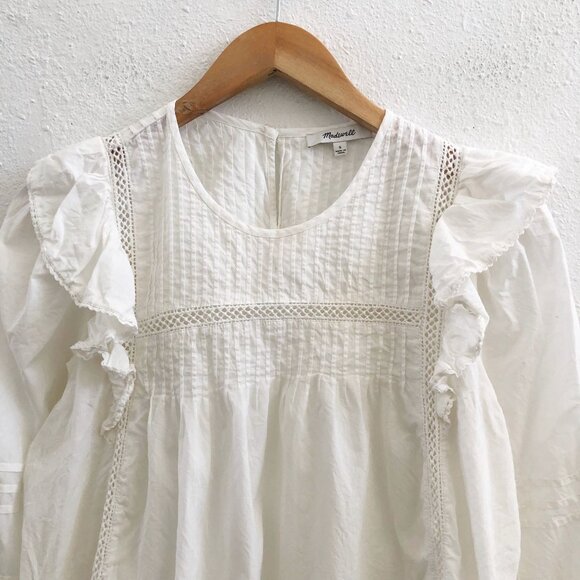 MADEWELL Full-Sleeve Pintuck Ruffle Top Size Small - Picture 4 of 9
